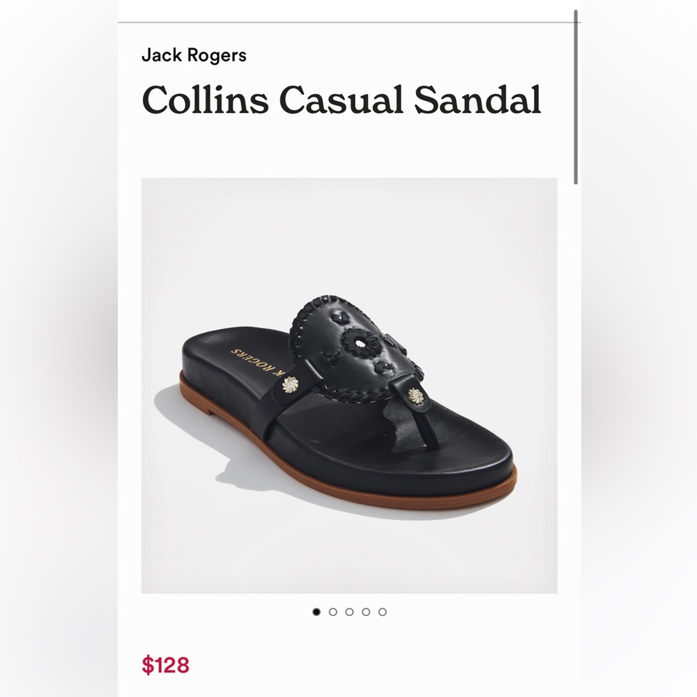 Jack Rogers Collins Casual Footbed Black Leather Sandals - EUC size 8.5